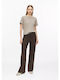 High Rise Women's Jeans Pants Brown