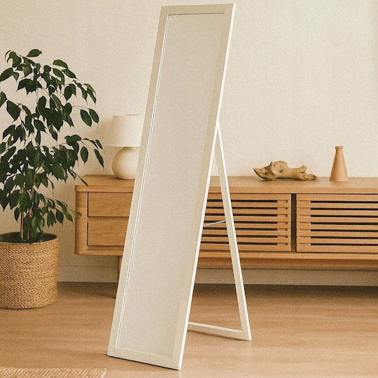 Edaxo Oglindă cu cadru alb din lemn 127x37cm