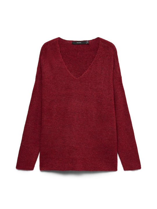 Vero Moda Pulover Damă cu Decolteu în V Biking Red