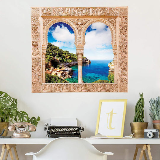 Dreidimensionales Wandsticker Insel Cala De Deia Mallorca 120x120cm