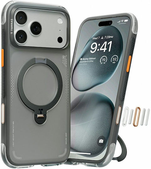Калъф Torras Ostand Spin Air Q3 Magsafe Стойка Черен За iPhone 18 Pro Max/17 Pro Max