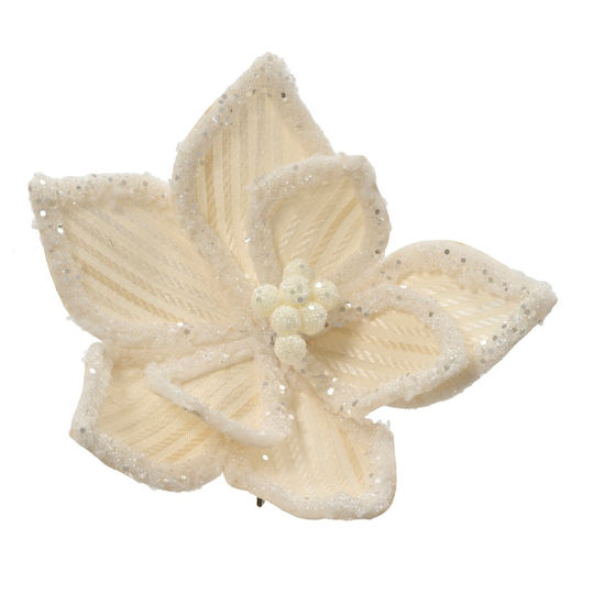 Weihnachtskranz Alexandrinischer Blume Clip Stoff Blätter Creme 28x13cm 306.035.0049.23
