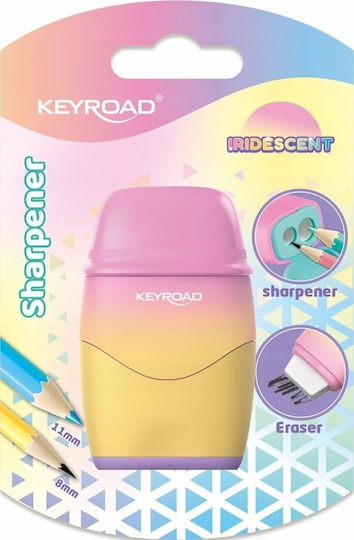 Keyroad Kunststoff Doppelter Anspitzer Mehrfarbig mit Radiergummi