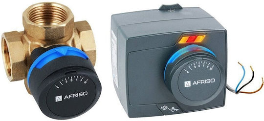 Afriso Set zur Einstellung Proclick Vierwege Drehbare Mischventil Arv 484 Proclick Dn25 Rp1 Kvs 9 + Elektrischer Aktor Arm 343 Proclicka
