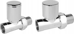 Ferro Decorative Straight Radiator Valve Set Chrome