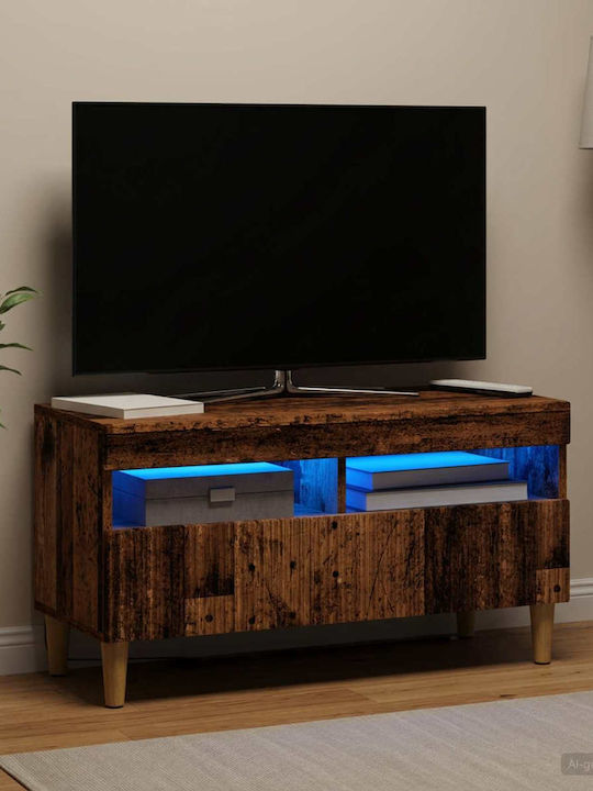 TV Stand Cabinet with LED Lighting Aged Wood 81...