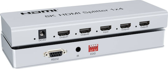 PremiumCord HDMI 2.1 Splitter 1 4 Ports 8K@60Hz 4K@120Hz HDR Black