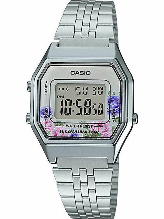 Casio Digital Men's Battery Watch with Silver Metal Bracelet