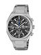 Casio Мъжки Часовник 38.3mm Хронограф Слънчев с Сребрист Стоманен Браслет