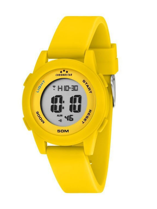 Chronostar Digital Women's Watch 35mm Battery with Rubber Strap Yellow Case Yellow St