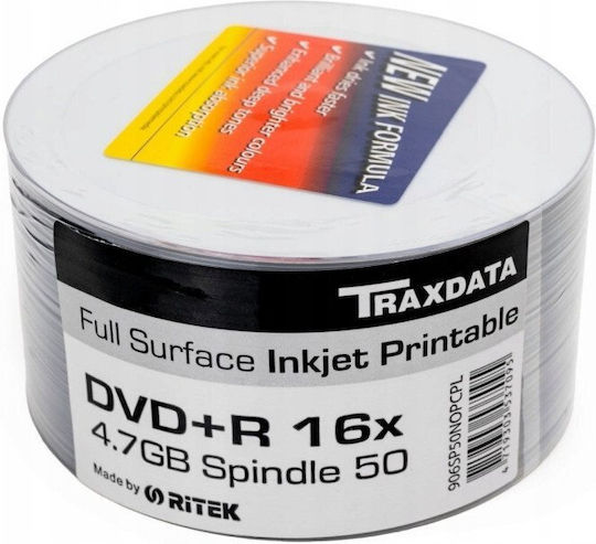 Traxdata Презаписваеми DVD+R 16x 4.7GB Кутия за торта 50 бр