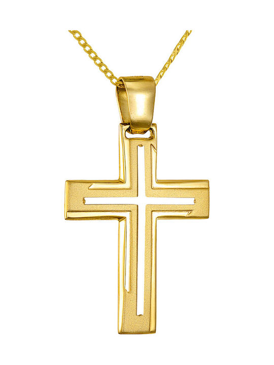 Papoulidis Jewellery Мъжки Златен Кръст 14 Карата Двулицев Без Верижка