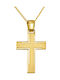 Papoulidis Jewellery Мъжки Златен Кръст 14 Карата Двулицев Без Верижка