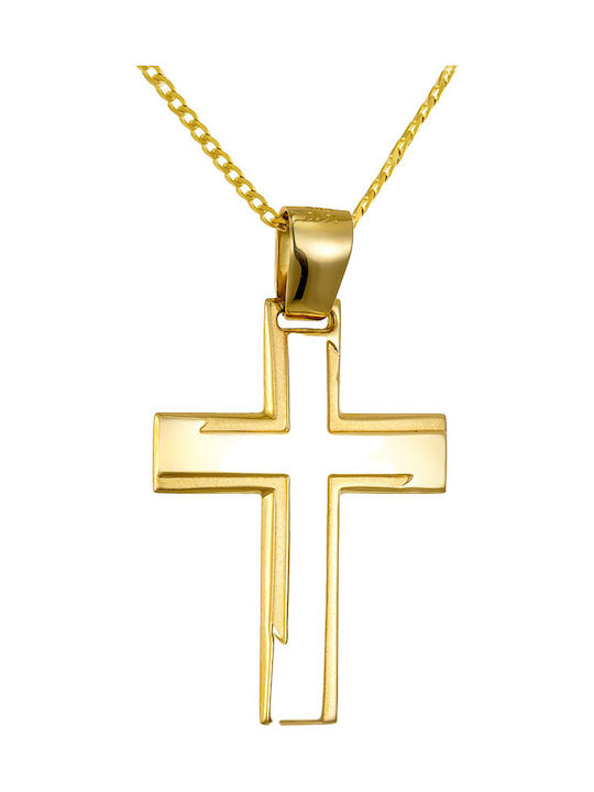 Papoulidis Jewellery Мъжки Златен Кръст 14 Карата Двулицев Без Верижка