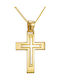 Papoulidis Jewellery Мъжки Златен Кръст 14 Карата Двулицев Без Верижка