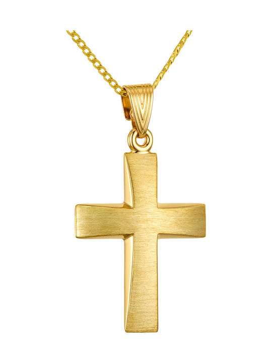 Papoulidis Jewellery Мъжки Златен Кръст 14 Карата Двулицев Без Верижка