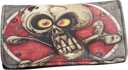 Kalliopi Silver Tabaktasche Künstliches Leder Design Totenkopf 14x8cm