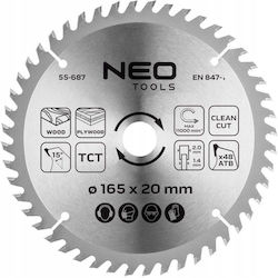 Neo Tools Диск за рязане на дърво 165mm