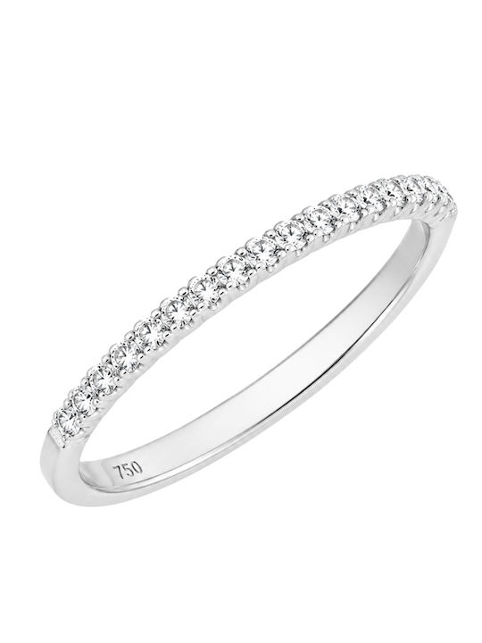 Women's Half Eternity Band Ring with Diamond in 18K White Gold