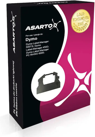 Asarto Етикетна Тапа 6м x 6мм в Черен Цвят Съвместима с Dymo Rhino/IND