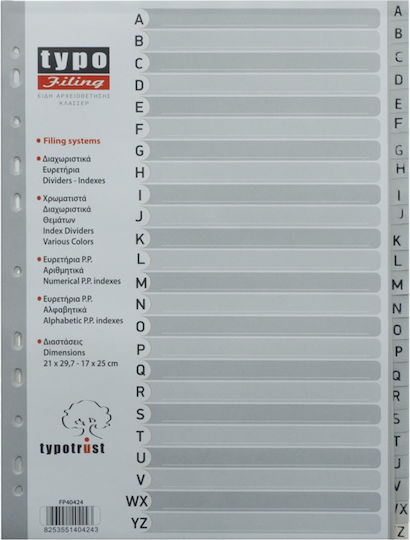 Alphabetische Trennblätter Kunststoff Typotrust Packung/24 Stück