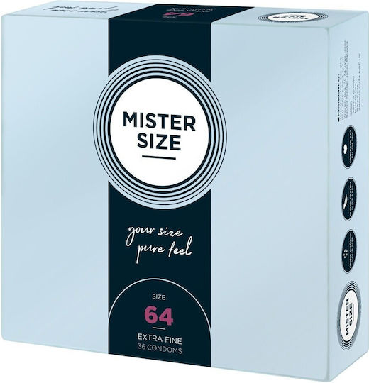 Prezervative Mister Size Condom 36 Buc 64mm Subțiri Pentru Senzație Naturală Natural Vegan