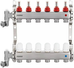 Ferro Edelstahl 1 4-Wege Verteiler F-comfort Thermostatventile Durchflussmesser Manuelle Luftentlüftung Ablassventil Heizung Haushalt Warmwasser