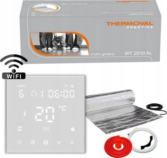 Thermoval Set Încălzire în Pardoseală Wt 2010 Al Covoraș Încălzitor 2.5m² Wi-fi Termostat Tvt45