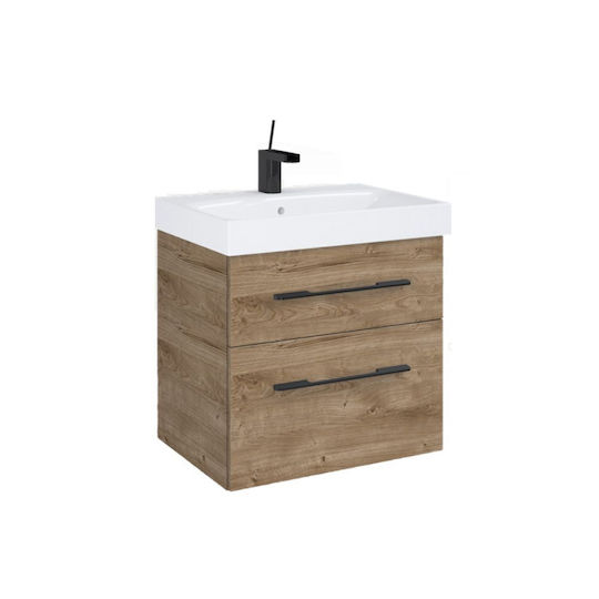 Topeshop Πάγκος με Νιπτήρα Μ60xΒ41.8xΥ54cm Δρυς