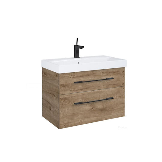 Topeshop Πάγκος με Νιπτήρα Μ80xΒ41.8xΥ54cm Δρυς