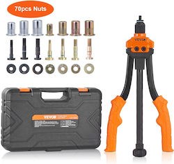 Vevor Rivet Tool Kit 14 Inch 7 Pieces Metric SAE Mandrels 70 Pieces Assorted Rivets 10-24 1/4-20 M6 5/16-18 M8 3/8-16 M10 Durable Carrying Case DIY Repairs