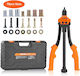 Vevor Rivet Tool Kit 14 Inch 7 Pieces Metric SAE Mandrels 70 Pieces Assorted Rivets 10-24 1/4-20 M6 5/16-18 M8 3/8-16 M10 Durable Carrying Case DIY Repairs