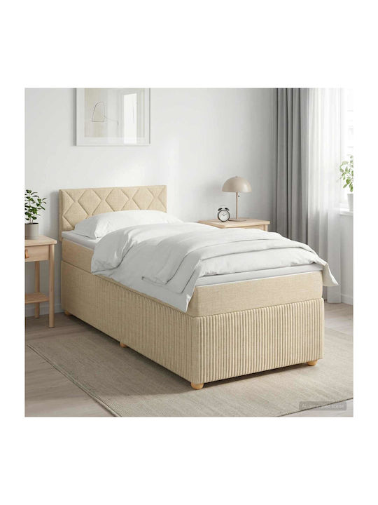 vidaXL Einzelbett Mit Stoffbezug Beige Mit Latt...