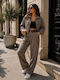 Damen Grau Satz mit Hochbund Hose in Loose Passform