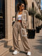 Damen Beige Set mit Gummibandhose in Entspannte Passform