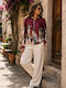 Long Women's Bomber Jacket Burgundy