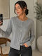 Long Women's Cardigan with Buttons Grey