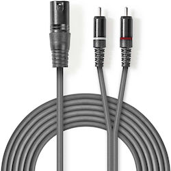 Nedis XLR мъжки - 2 x RCA мъжки 3m COTH15200GY30