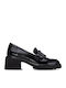 Leder Pumps mit Mittelhohem Absatz Schwarz
