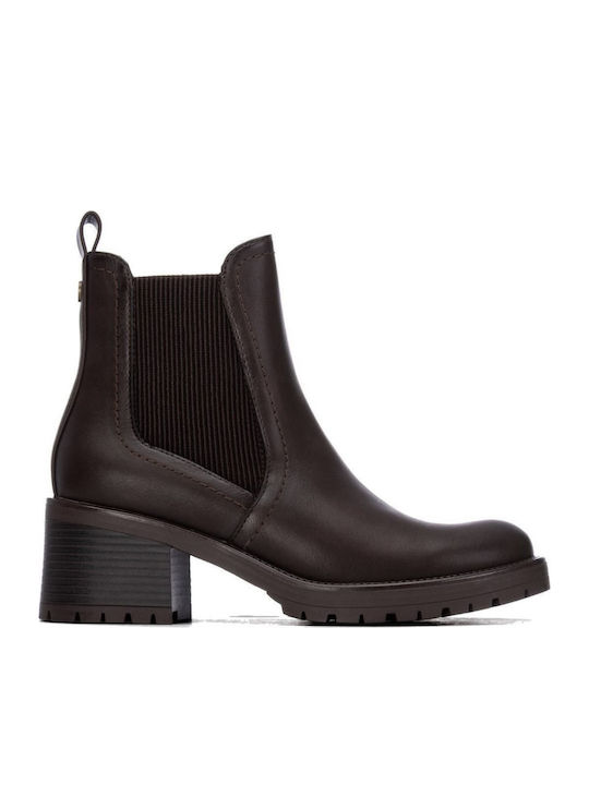 Women's Ankle Boots with Medium Heel Brown