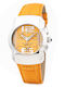 Chronotech Ανδρικό Ρολόι 38mm Χρονογράφος Μπαταρίας με Δερμάτινο Λουράκι Orange