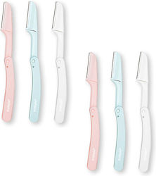 Set 6 Aparatoare Clasice Pentru Față Lamă Ascuțită Sprâncene Păr Facial Finisare Pliabile Culori Pastel PriStyle