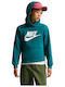 Fleece Детски Суичър с Качулка и Джобове Тюркоазен Sportswear Club