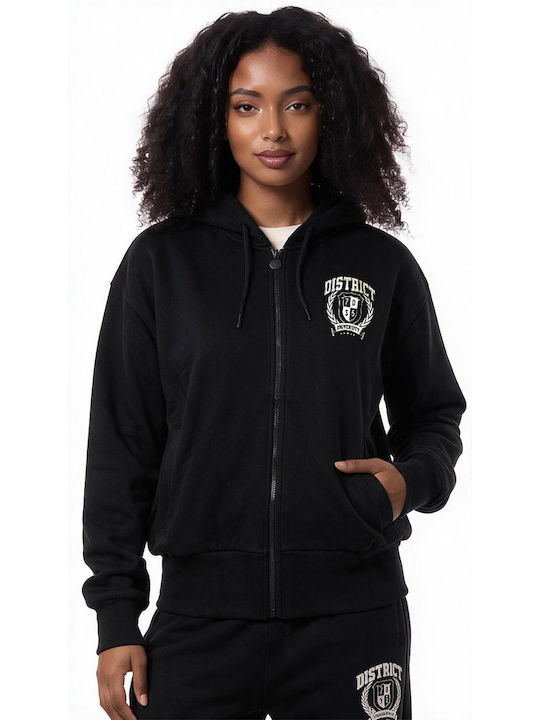 Women's Sweatshirt Cardigan Hooded Black