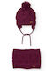 Set Kinder Beanies Gestrickt Lila