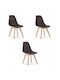 Metallic Foldable Dining Chairs Brown 3 Pieces 60x50x50cm