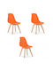 Dining Room Wooden Orange Chairs 3 Pieces