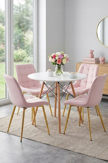 Dining Room Velvet Chair Light Pink