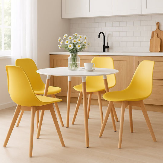 Столове За Трапезария Дървени Горчичени 3 Бройки 60x50x50см
