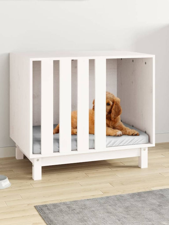 vidaXL Pat Pentru Câini Căsuță Alb 60x57cm